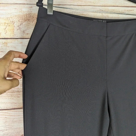 St. John Caviar Women’s Size 10 Straight Wide Leg Woolen Pants High Rise Black - Picture 4 of 12